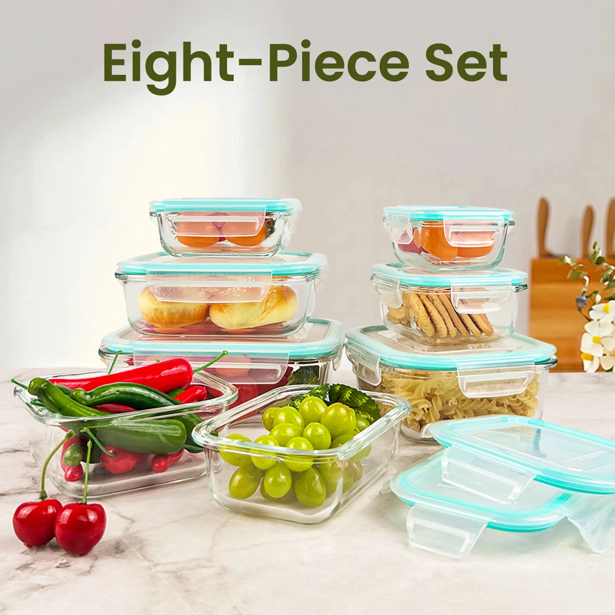 8pcs Glass Food Storage Set 4