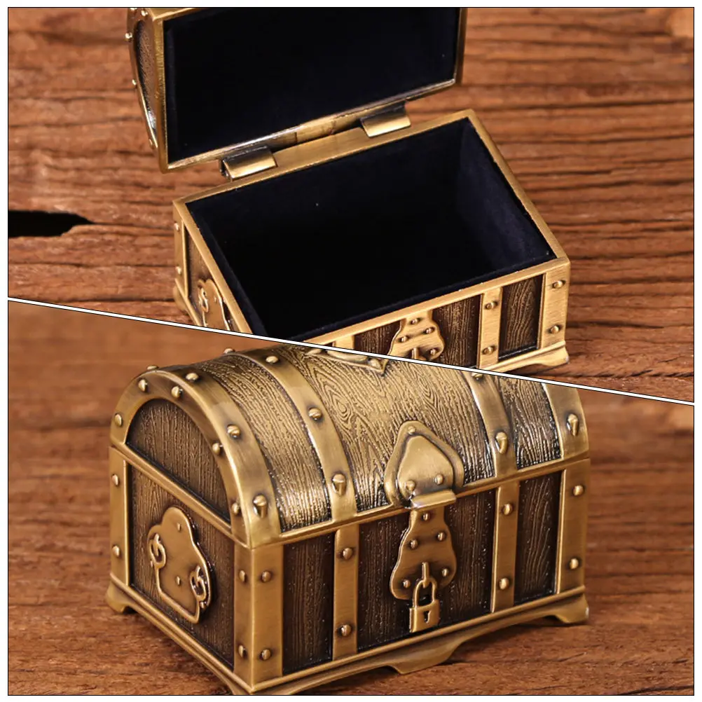 

1Pcs Premium Aluminum Alloy Jewelry Storage Box European Style Retro Decorative Desktop Decor Compact Portable Ring Earring