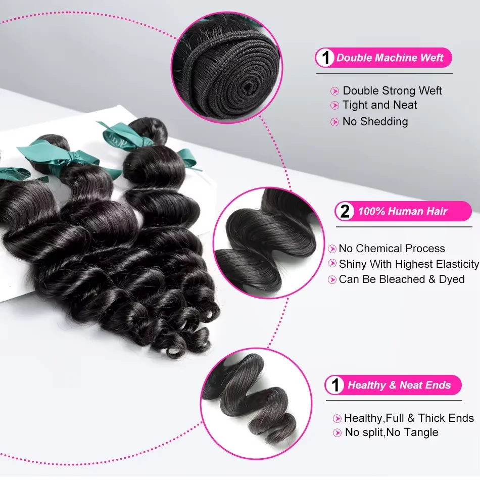 16A 루즈 웨이브 번들 30 34인치 브라질산 생처녀 머리카락 100% 인모 연장 번들 더블 웨프트 벌크 브레이딩