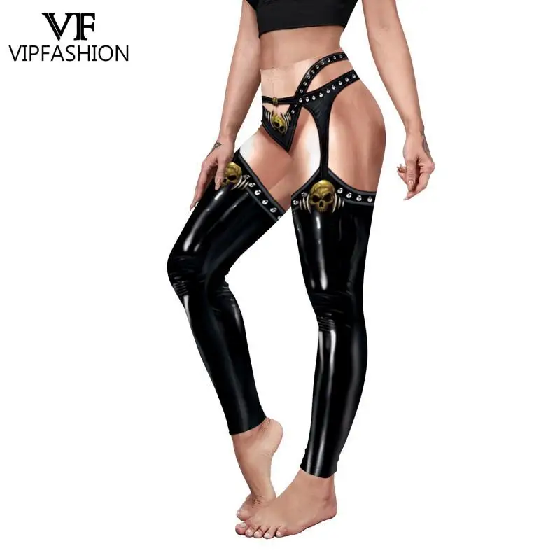 VIP FASHION-Leggings Cosplay d\'Halloween pour Femme, Pantalon Imprimé Tête de Mort 3D, Collants Minces et Sexy, Entraînement de Fitness, FjCarnaval