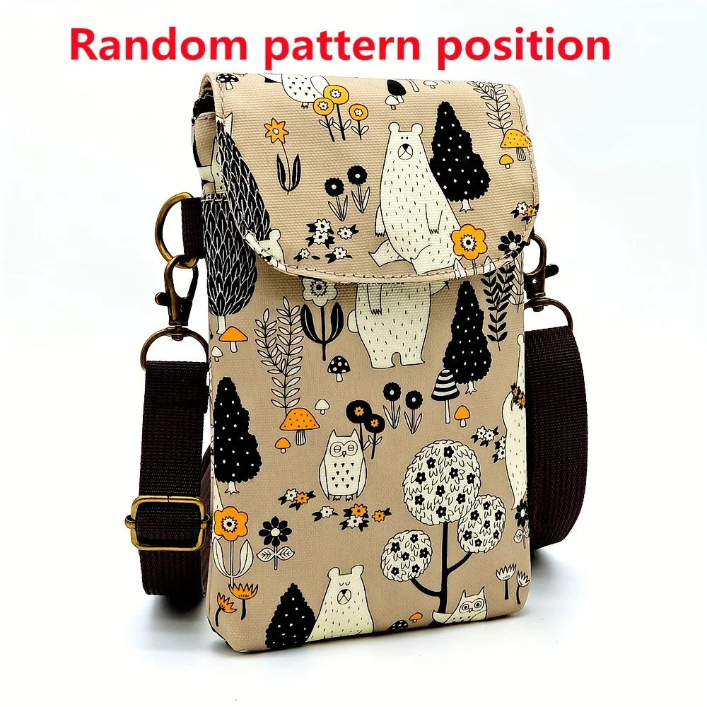 Niedliche Umhängetasche mit Katzen- und Tiermotiv, Kawaii-Stoff-Handytasche, kleine Umhängetasche mit verstellbarem Riemen, Geldbörsen und Handtaschen – Detail 14