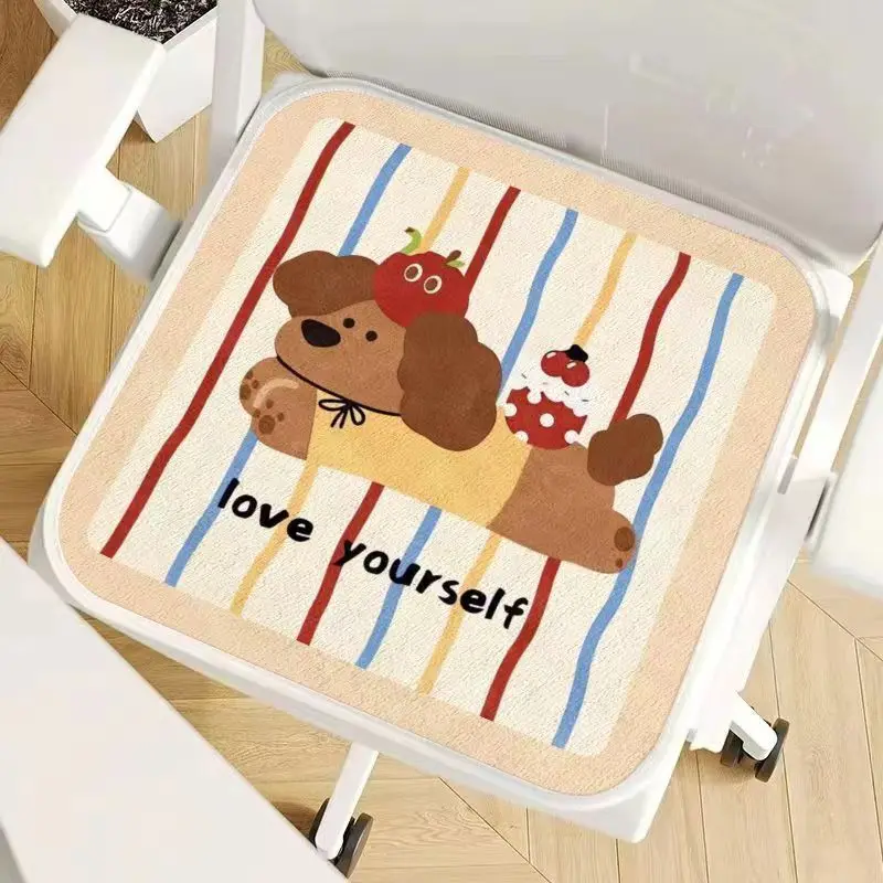 Thickened Velvet Chair Pad Cartoon Cute Office Sofa  Cushion Student Dormitory Warm Cool Proof Simulation Cashmere Pad