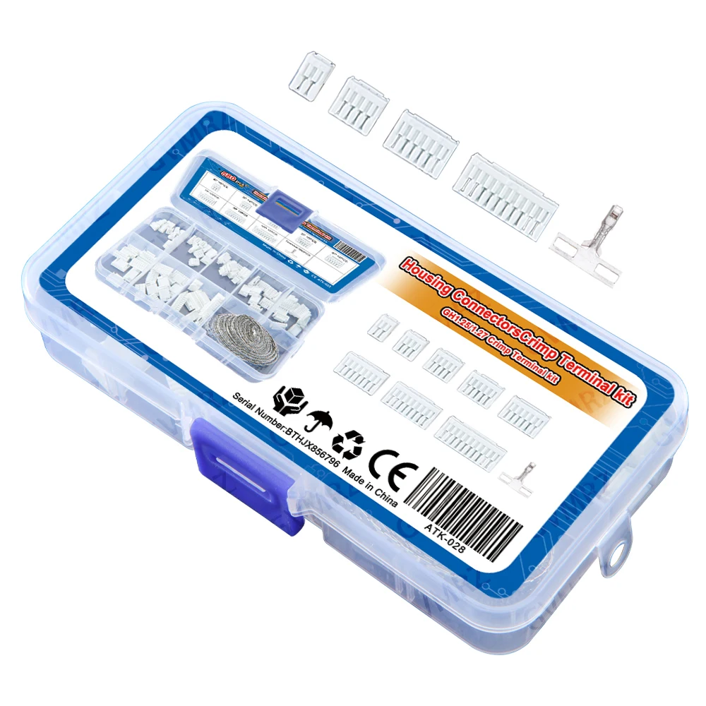 580PCS GH1.25/1.27 Housing Connectors and Crimp Terminal kit Connectors Plugs GH1.25mm Pitch for Flight Controller 3D Printer