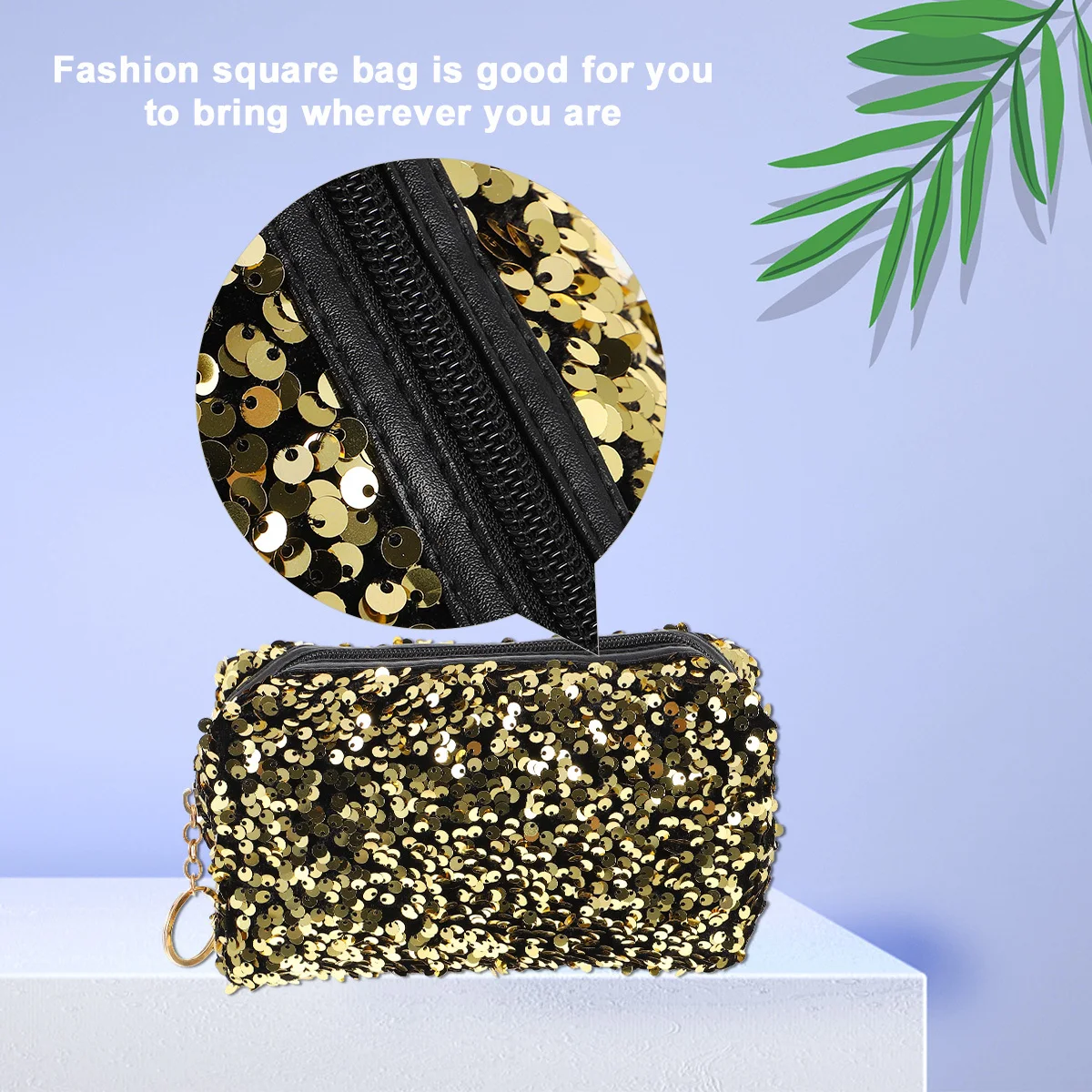 

1Pcs Makeup Bag Sequin Storage Pouch Portable Travel Toiletry Organizer Large Capacity Shining Square Lady Gift