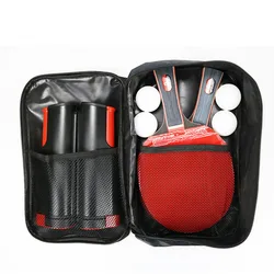 Portable Ping Pong Racket Set Table Tennis Blade Rackets Paddle of 2 Long Handle Ping Pong Paddles + 1 Retractable Net