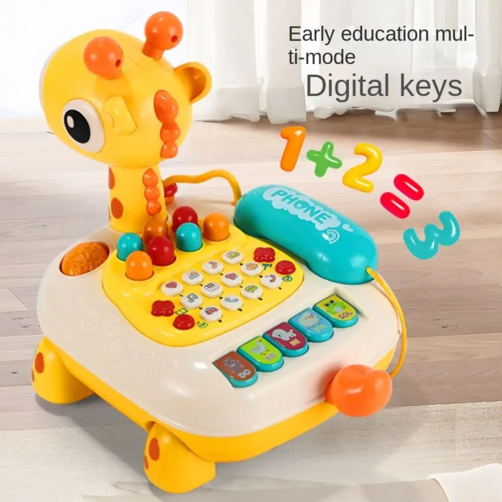 Elk Telephone Car Toy Whack-a-Mole with Wheels Emulated Telephone Toys Multi-function Early Education Simulation Landline Phone