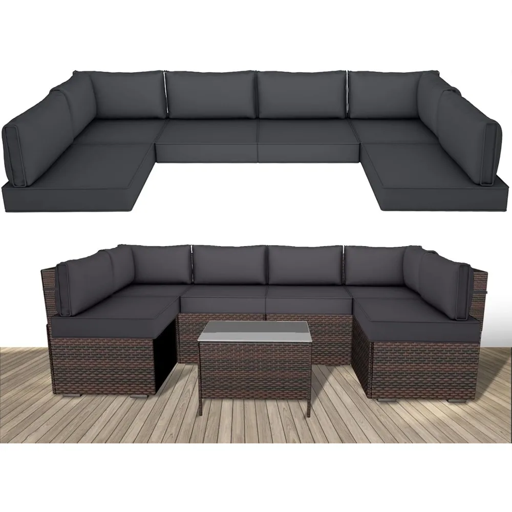 

Outdoor Replacement Cushions for Patio Furniture,14-Piece Patio Water-Resistant Replacement Sofa Cushions，Fits 6-seat