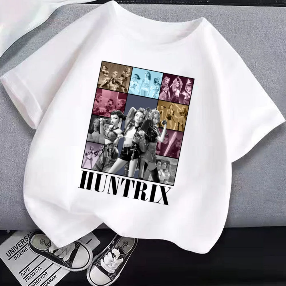تي شيرت صيفي قصير الأكمام للجنسين من KPop Demon Hunters Huntrix مطبوع عليه رسومات جرافيك ملابس للأولاد والبنات