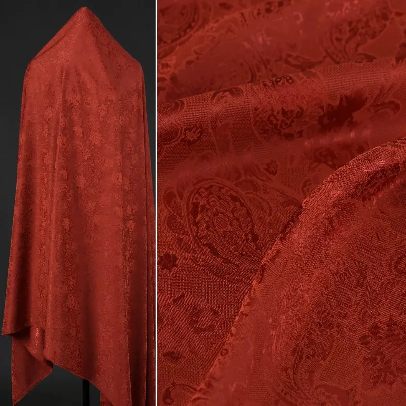 

Crimson Jacquard Fabric New Chinese Style Vintage Comfortable and Elegant Style for Qipao Hanfu High End DIY Sewing Accessories