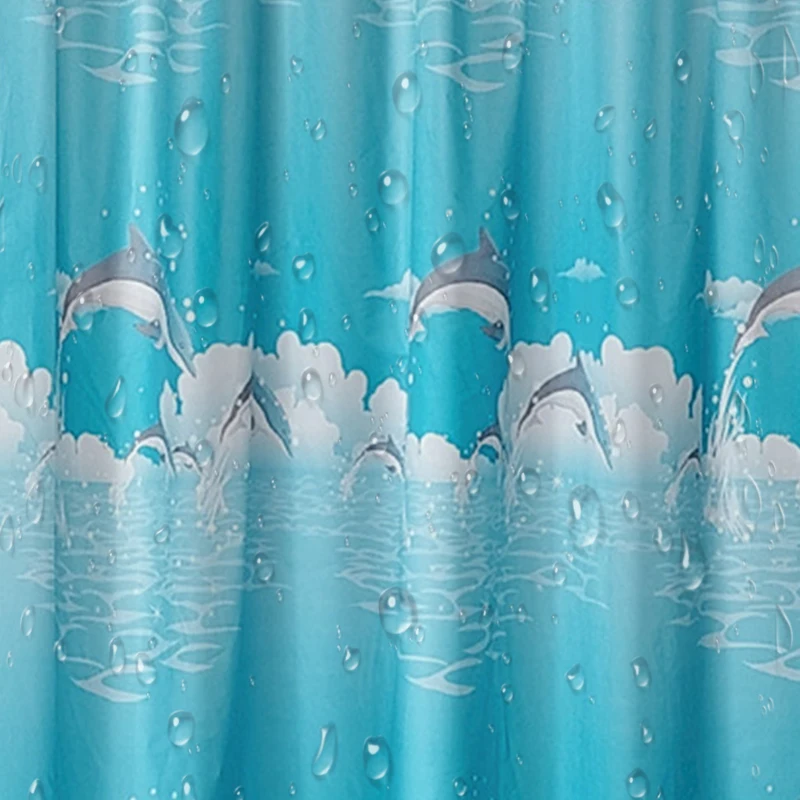 Dolphin PEVA Shower curtain thickened animal stainless steel buttonhole waterproof mildew proof translucent shower curtain