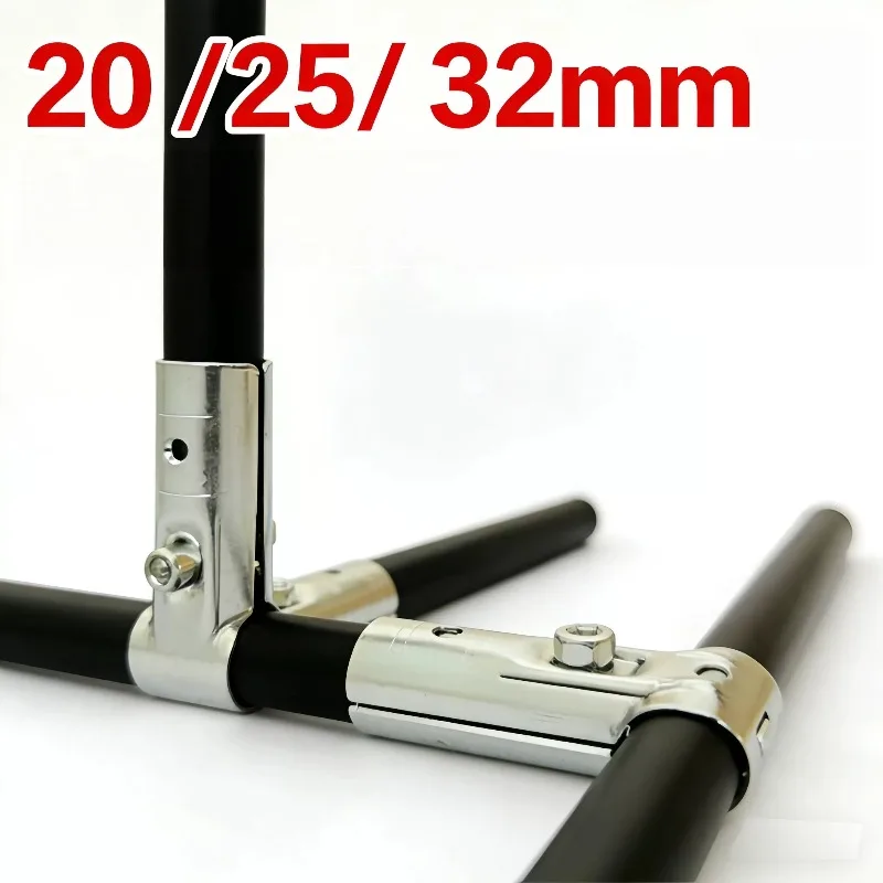 32/25/20mm Round Pipe Joint Galvanized Steel Tube Connector Clothes Display Rack Rod Support Holder Fixed Clamp Pipe Fittings