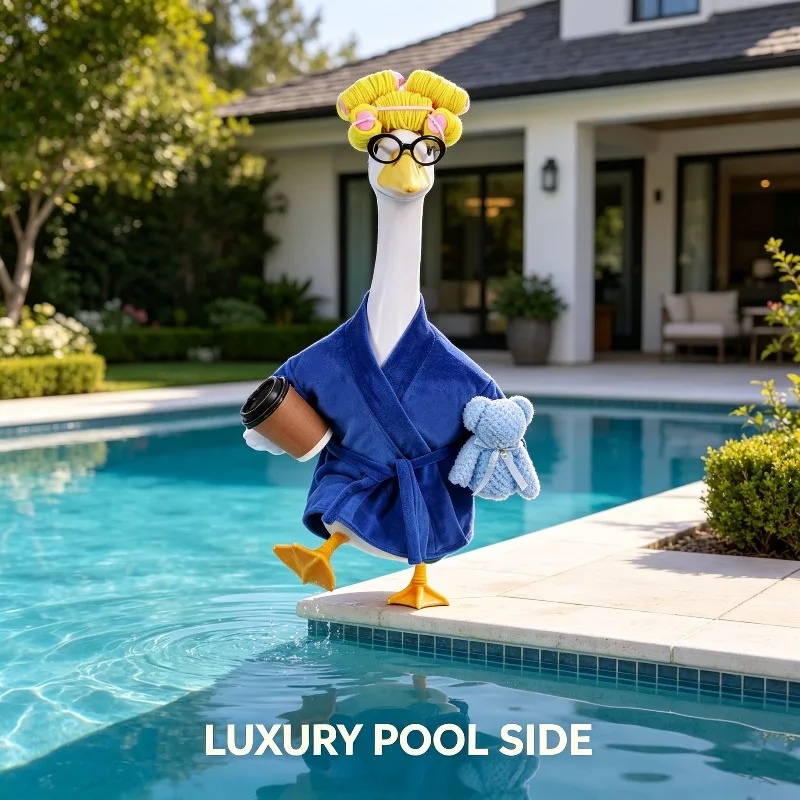 Women Porch Goose Outfit With Bathrobe Robe 23 Inch Lawn Goose Decor Clothes No Goose Included