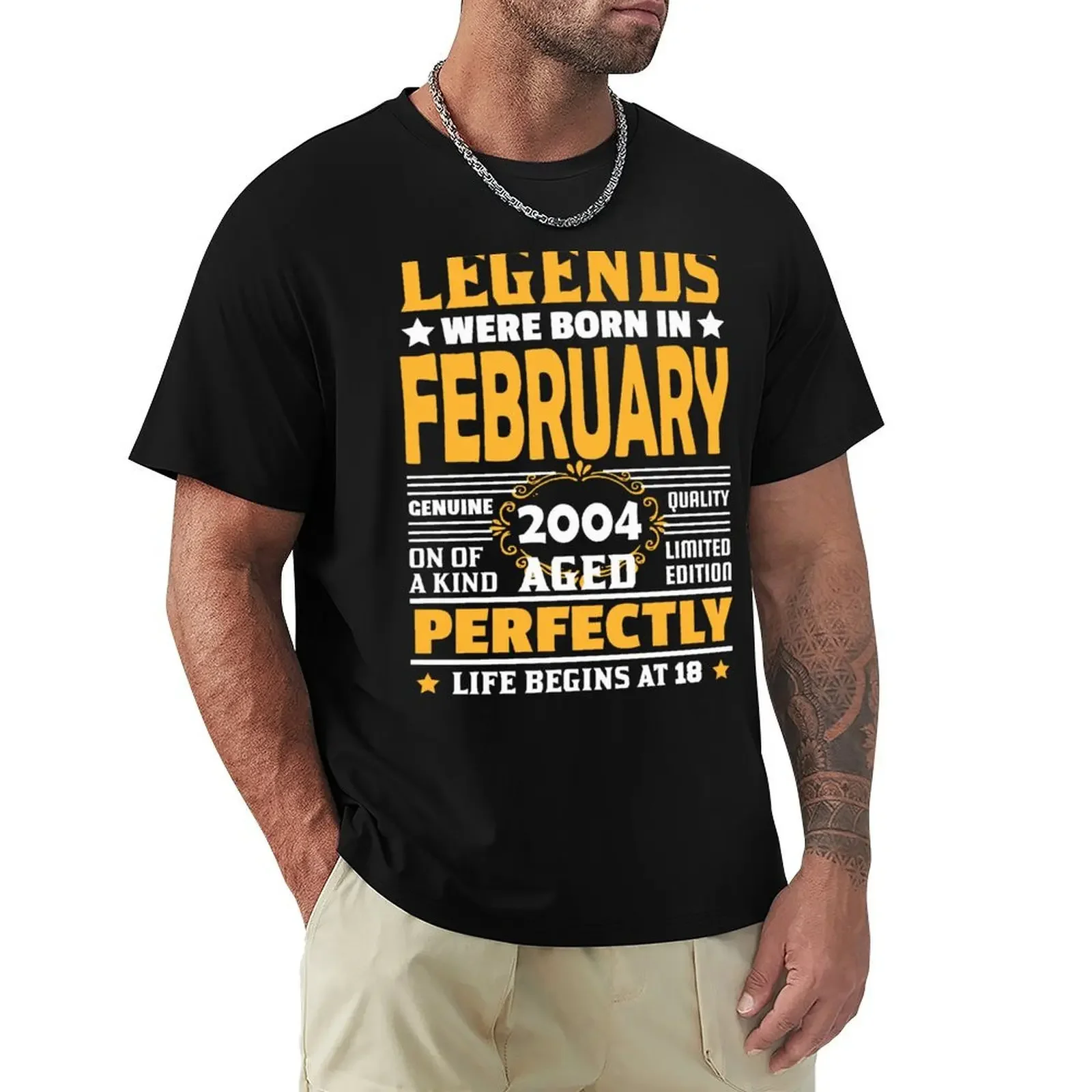 Legends Born In February 2004 Limited Edition 18th Birthday 18 Years Old Vintage Quality Aged Perfection T-Shirt