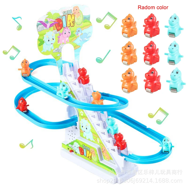 

Baby Toys Electric Dinosaur Track Slide Toys Boys Girls Electric Climbing Stairs Toy Light Musical Slide Toys for Children Kids