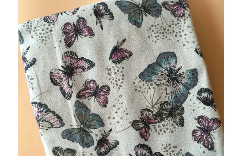 

Прямые продажи от производителя, льняная ткань, хлопково-льняная ткань с принтом бабочки, танцевальная скатерть, фоновая ткань 100-150 см