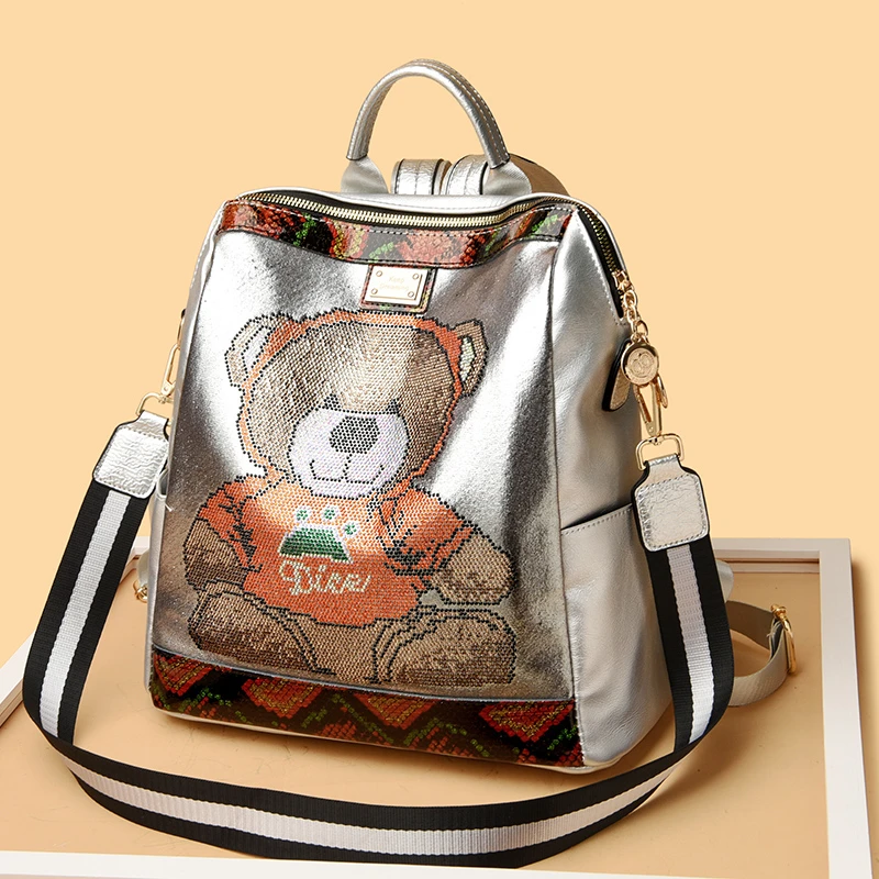 High quality cartoon teddy bear diamond design large capacity women's backpack school bag mochilas mujer backpack women ita bag