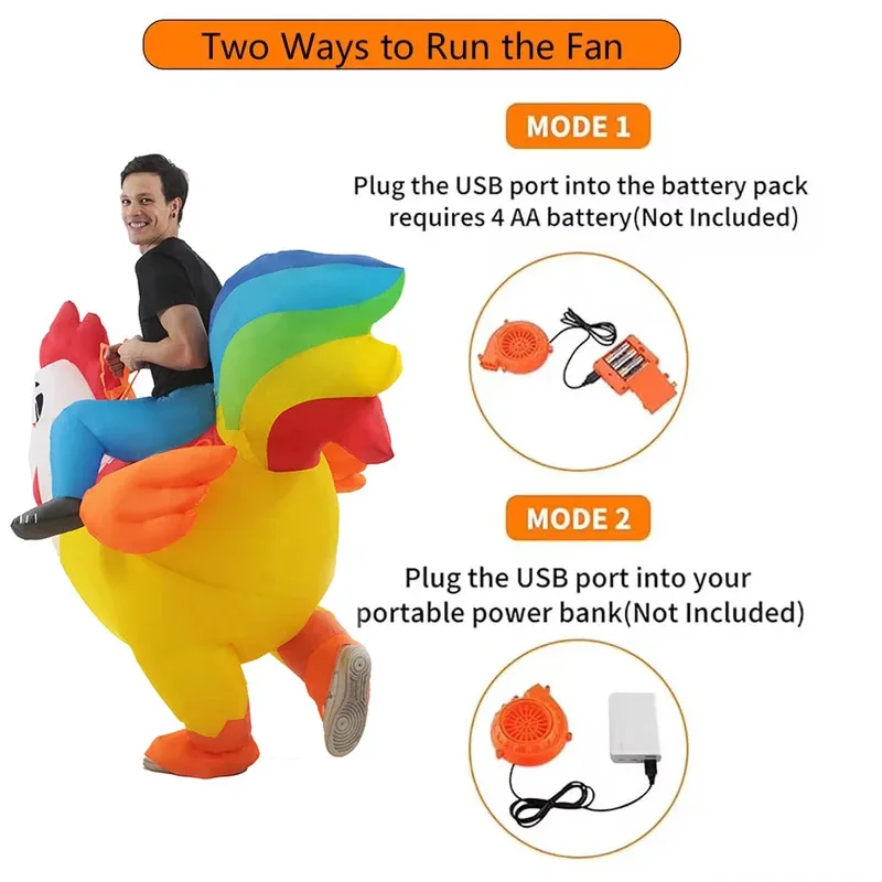 هالوين زي ملون الديك نفخ زي عطلة حفلة تأثيري تأثيري الدعائم أداء الحيوان زي