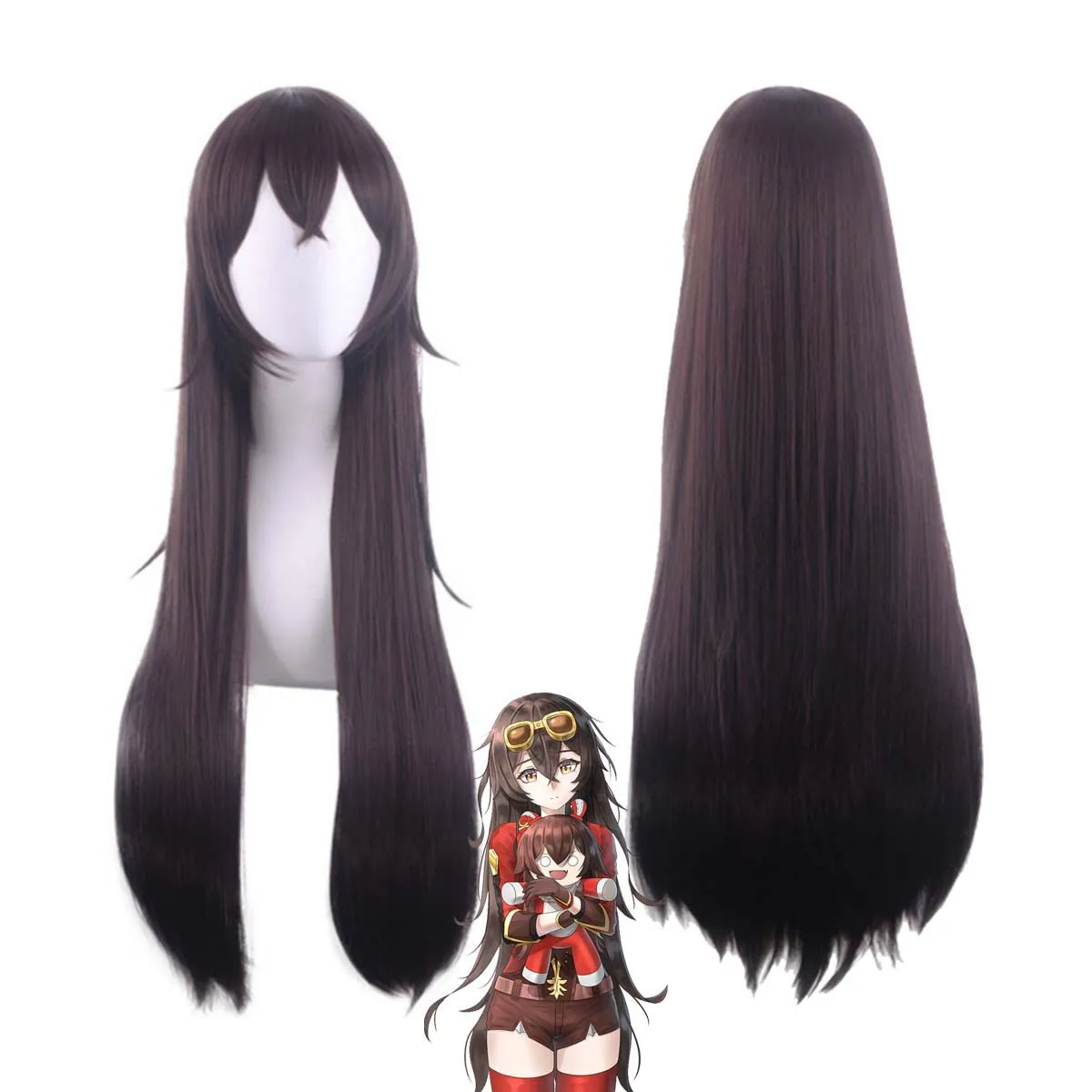 

Игра Genshin Impact Amber Косплей Длинные коричневые прямые термостойкие парики из синтетических волос