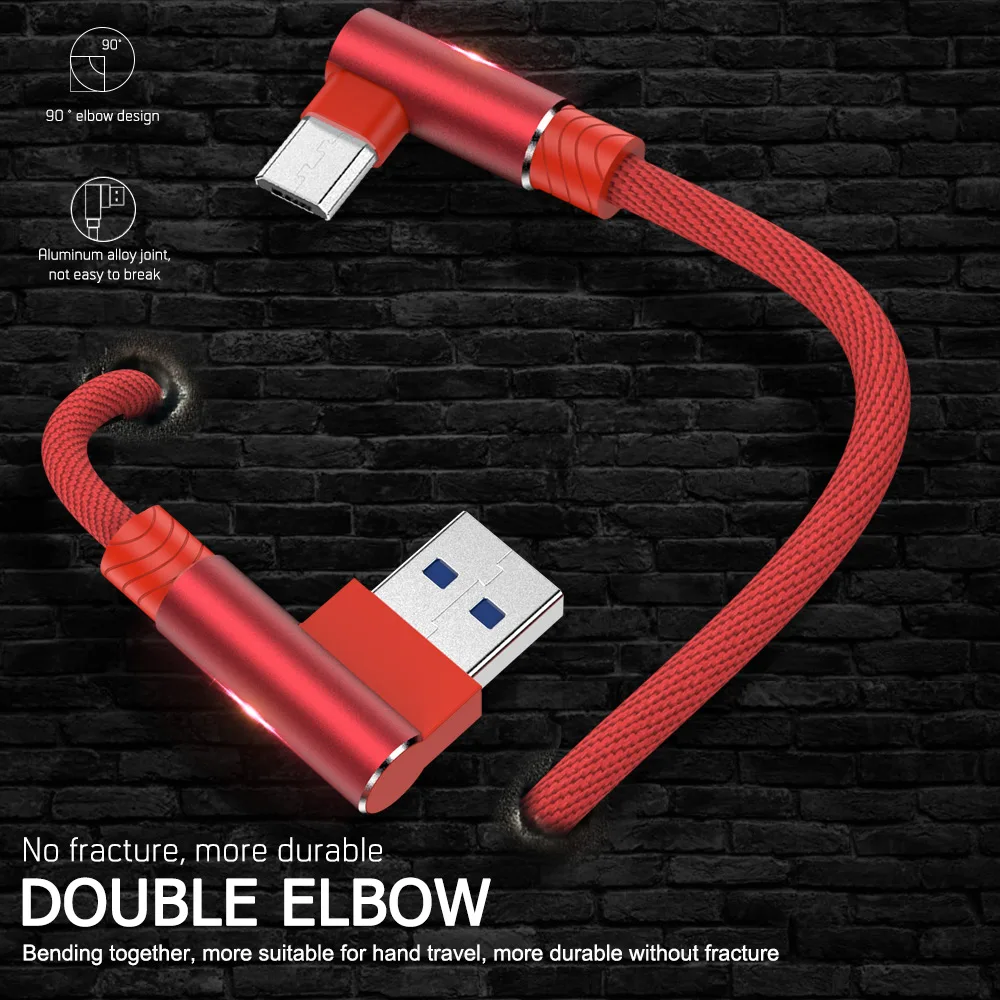 90 درجة الكوع 3A مايكرو USB كابل شحن سريع تهمة بيانات الحبل ل Xiaomi سامسونج هواوي ممن لهم Realme شاحن البيانات 1 متر 2 متر 3 متر #2