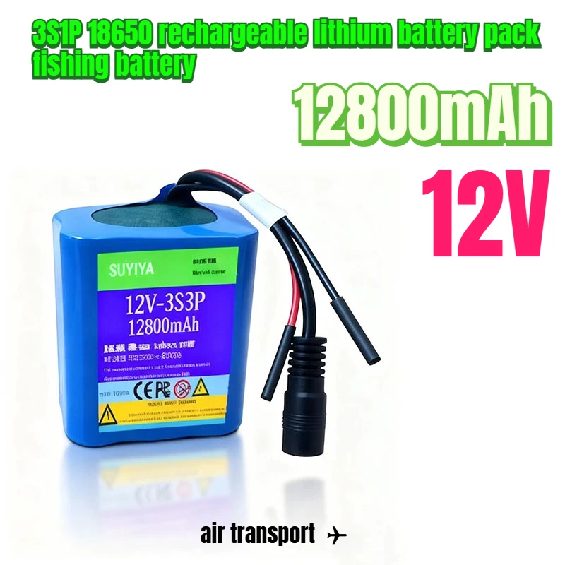 

NEW 3S3P 12V 12800mAh 18650 rechargeable lithium battery pack fishing battery suitable for trapping boat flashlight audio LED