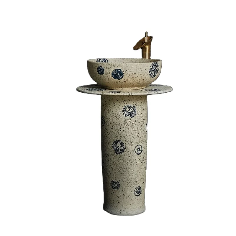 

Chinese Art European Style Ceramic Standing Wash Basin with Base Ceramic Basin Base