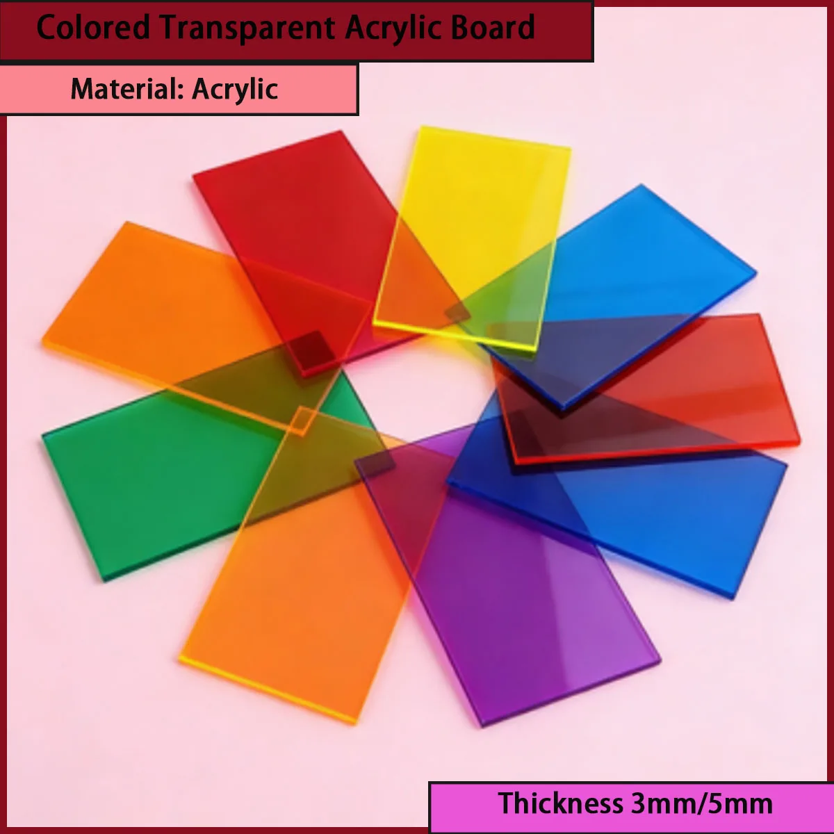 

3mm/5mm thick colored transparent acrylic board is used for advertising light boxes, decorative partitions, etc
