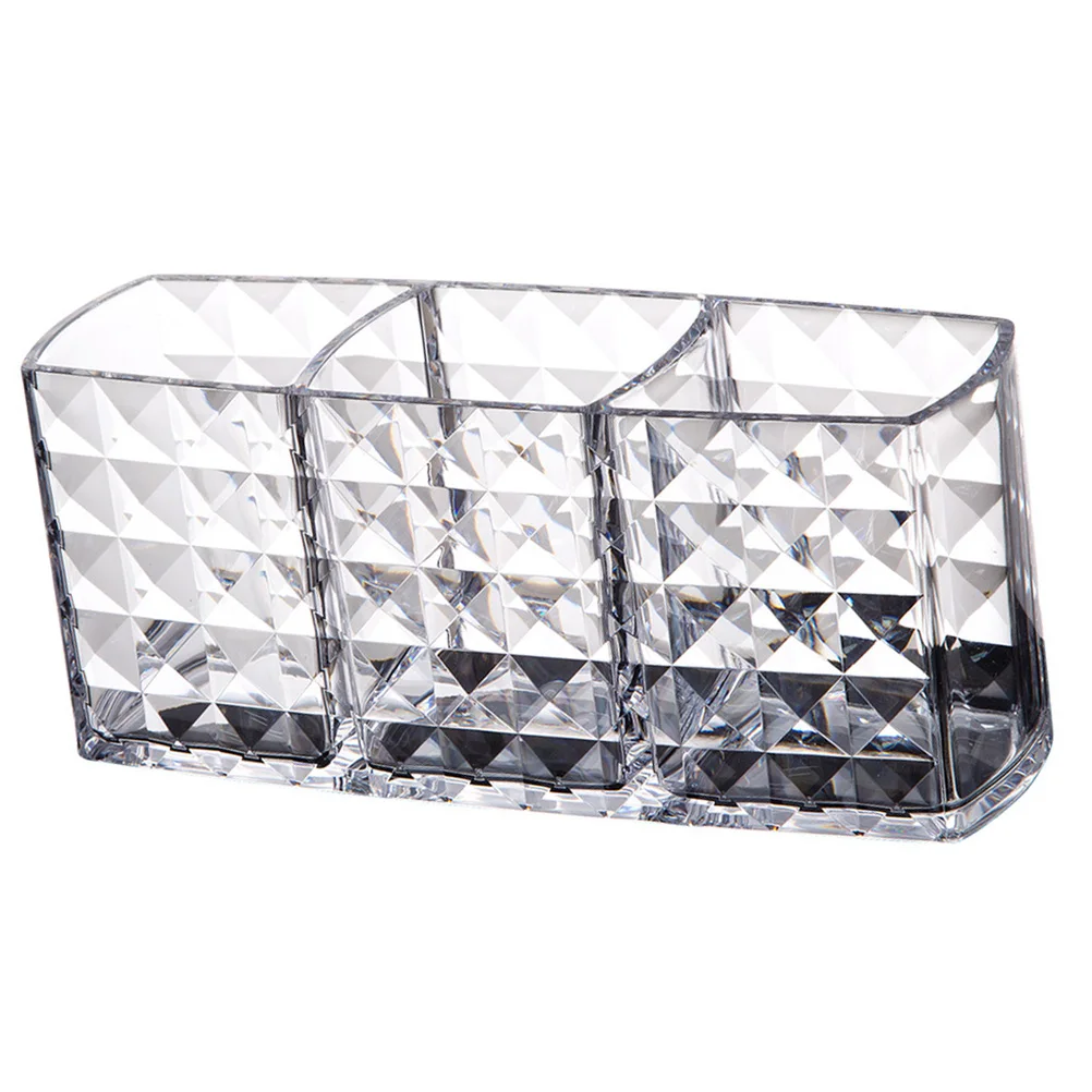 

Storage Box Acrylic Makeup Brush Holder 3 Standing Sections Transparent Organizer For Brushes Lipstick Nail Polish Long