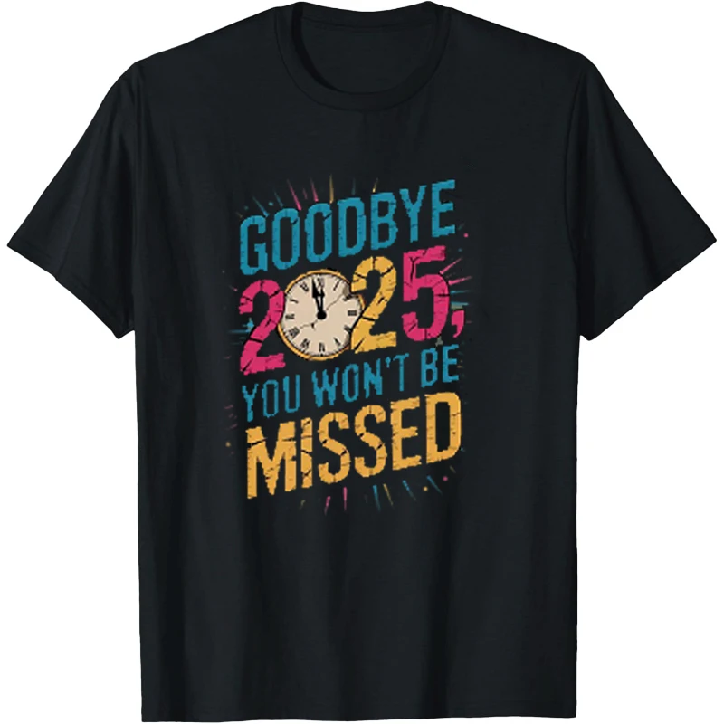 Retro Addio 2025 Tees 2025 Addio T-shirt Camicia vintage Divertenti magliette grafiche Modello divertente T-shirt Donna Tees Uomo Camicia