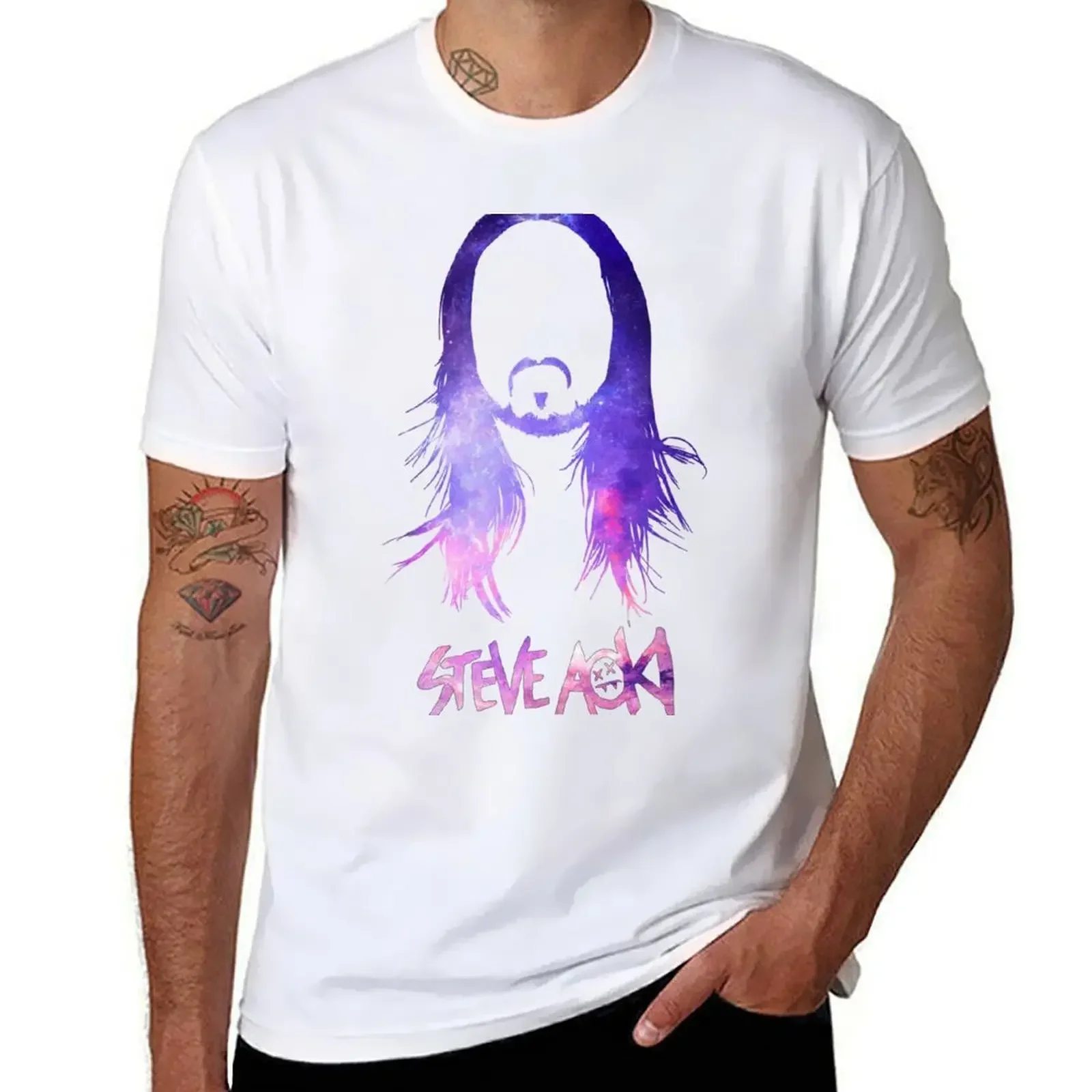 Steve Aoki T-Shirt Aesthetic clothing summer top anime clothes mens heavyweight fashion Round Neck manga vintage anime style man