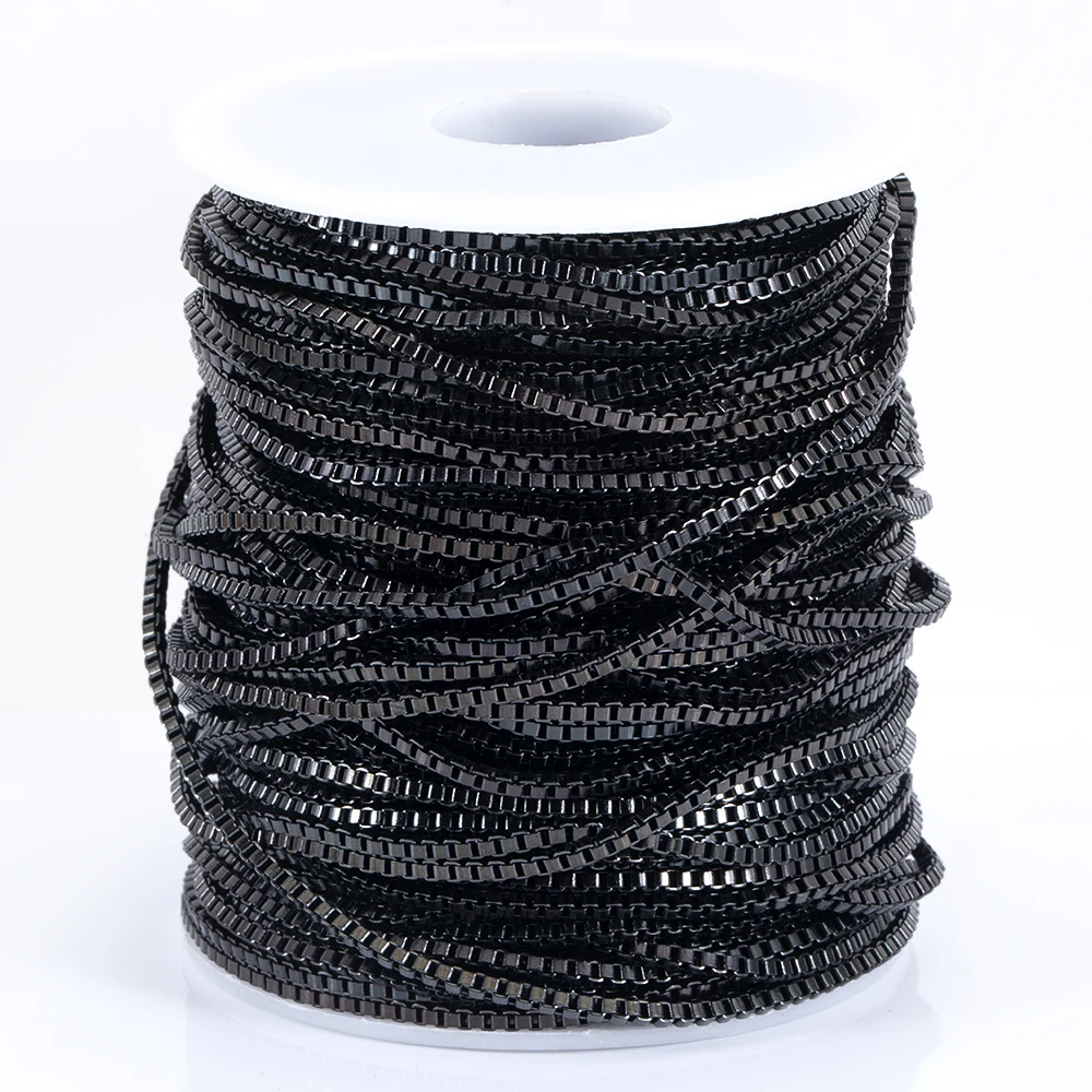 2Meters 1Meter Stainless Steel Black Box Chain 2mm for Necklace Bracelet Chains Bulk DIY Punk Jewelry Findings Crafts Supplies