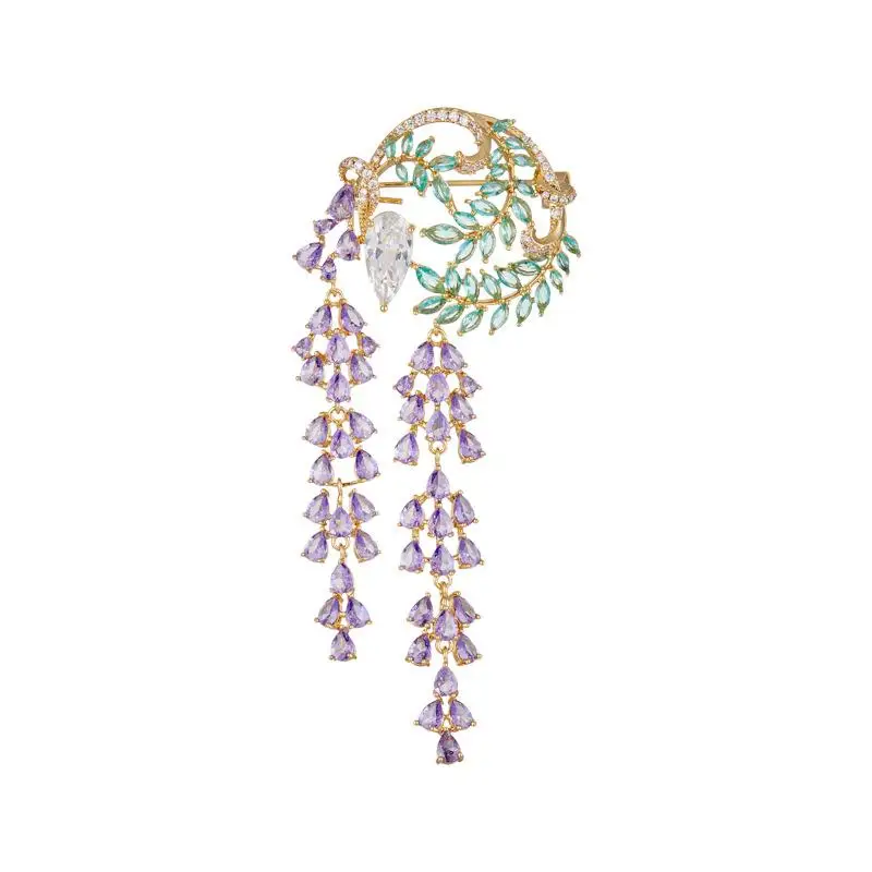 

Ziqi Donglai Bauhinia fringed brooch atmospheric crystal corsage autumn and winter coat with accessories