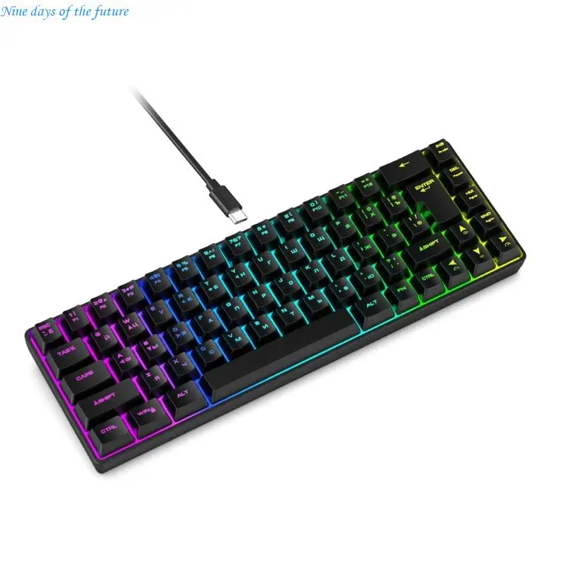 لوحة مفاتيح الغشاء الآلة آلة كاتبة 68KEYs شعور مفاتيح مفاتيح Keycaps شعور المفاتيح LED