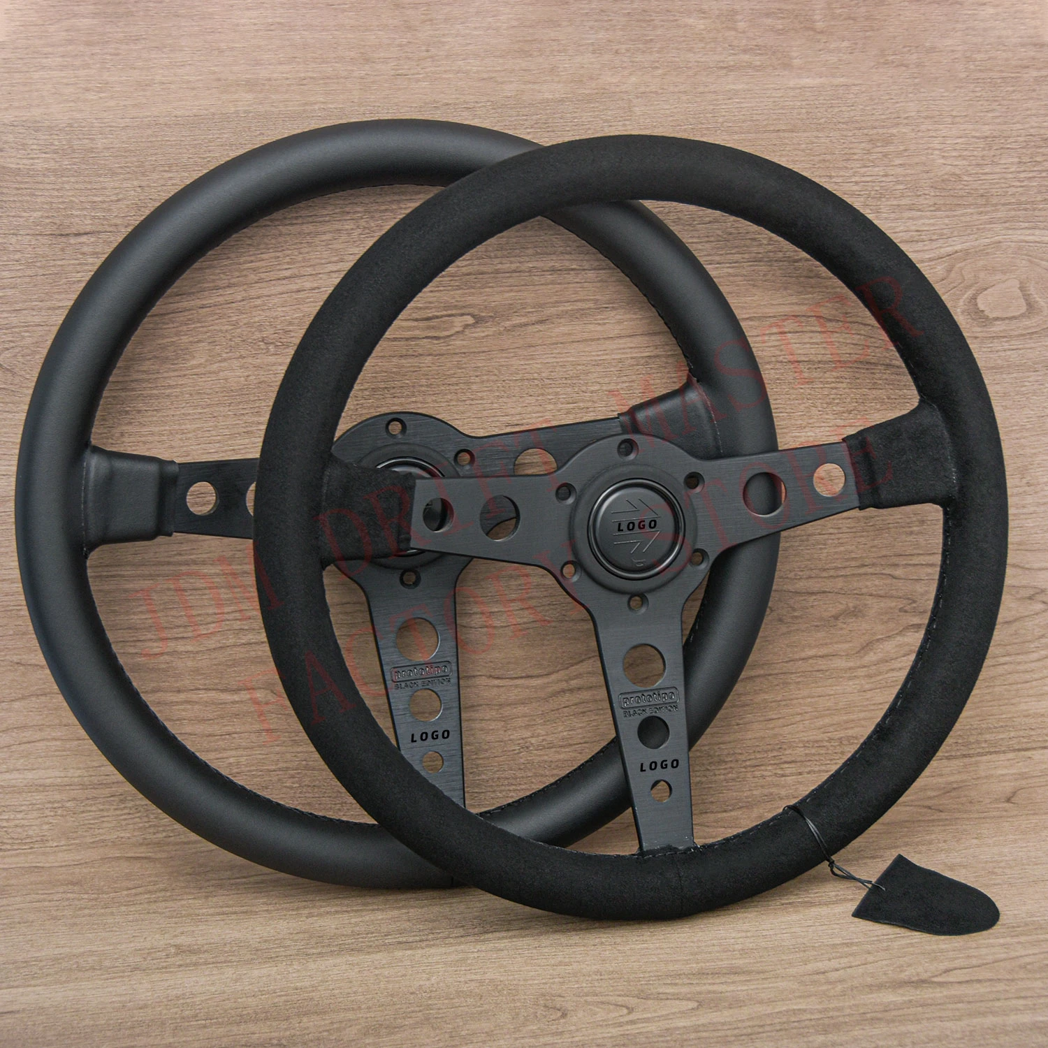 14Inch Black Edition MOMO Suede Leather Steering Wheel JDM Tuning Race Sport Steering Wheel for Universal