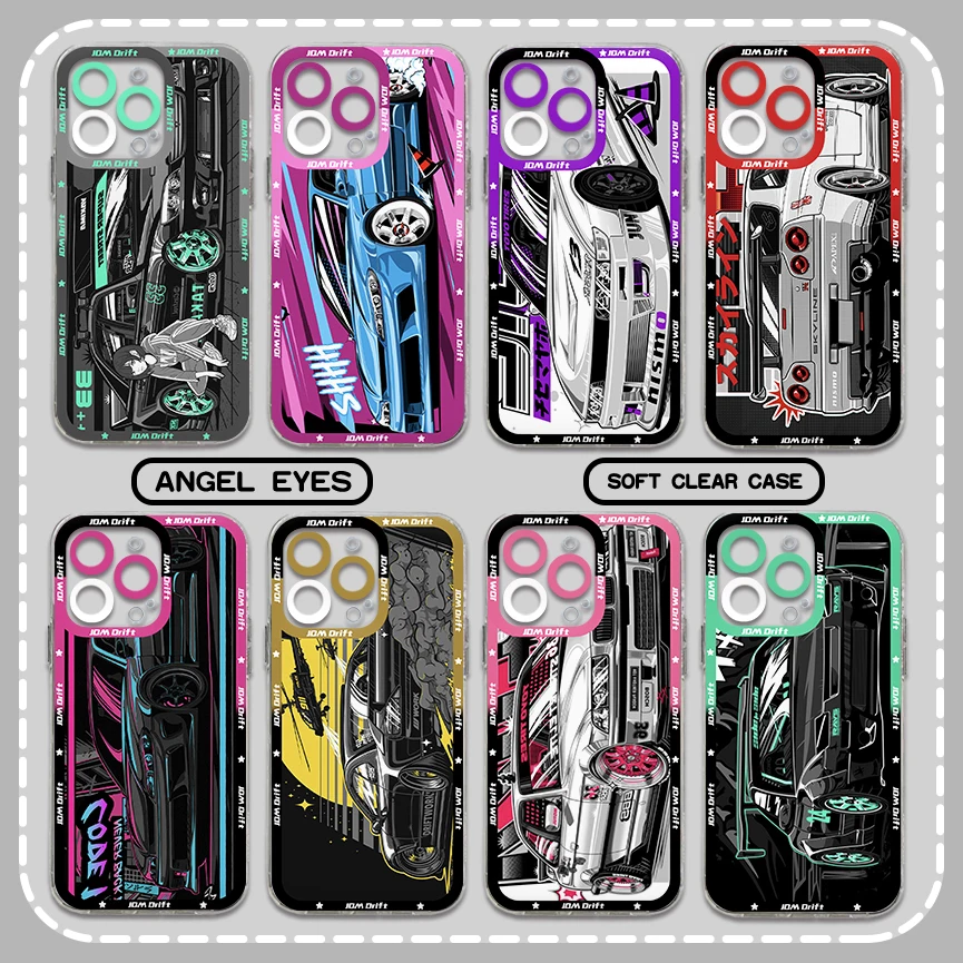 Tokyo JDM Drift Sports Car Clear Case For Samsung A73 A72 A71 A55 A52 A51 A50 A42 A35 A33 A32 A31 A30 A24 A23 A22 A13 A12 A05 5G