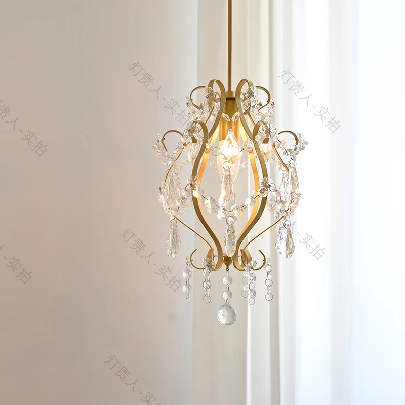 

American retro bedroom bedside chandelier French light luxury aisle corridor balcony cloakroom entrance crystal lamp