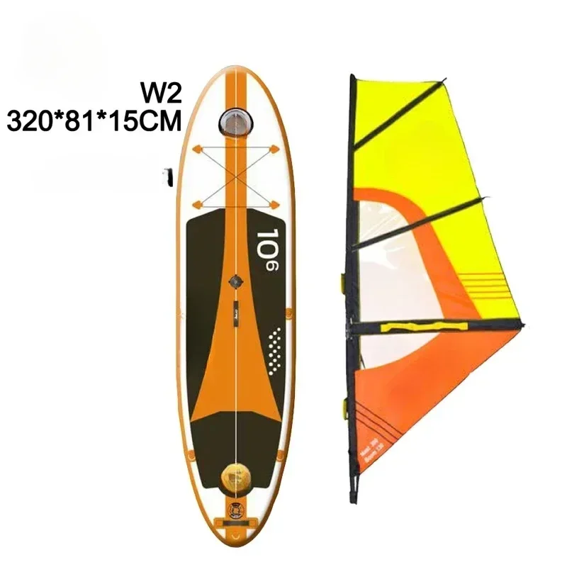 W2 Series Wind Sail Inflatable Vertical Surfing Single Paddle 3m2 Wind Driven Windboard, Sail, Inflatable Pump, Handbag, 2 Fins