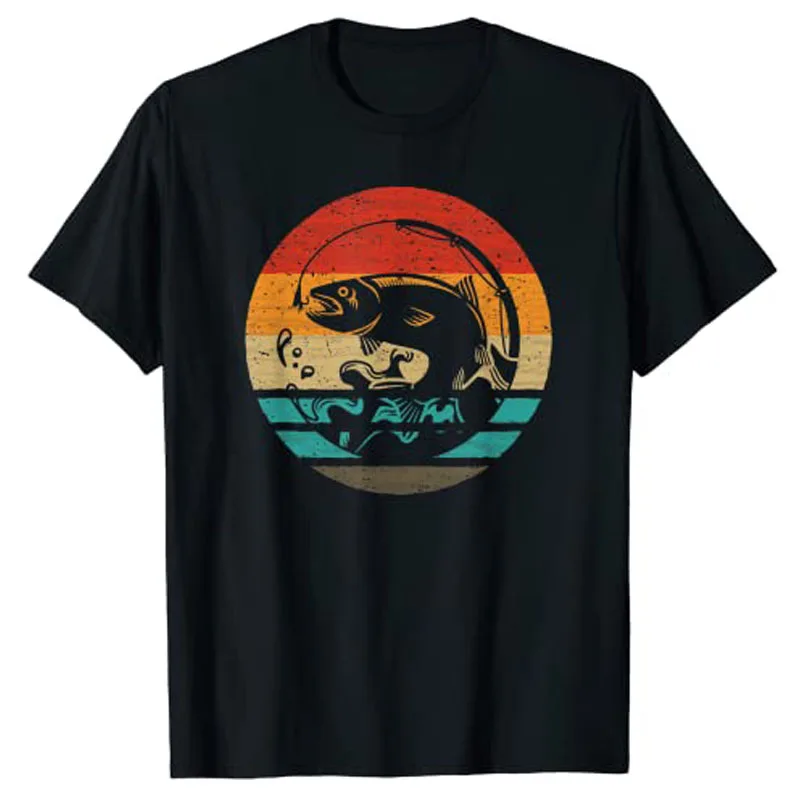 Fishing Retro Style Vintage T-Shirt Men Clothing Fisherman Tee Tops Outdoor Clothes Y2k Fishermen Outdoor Clothes Summer Fashion