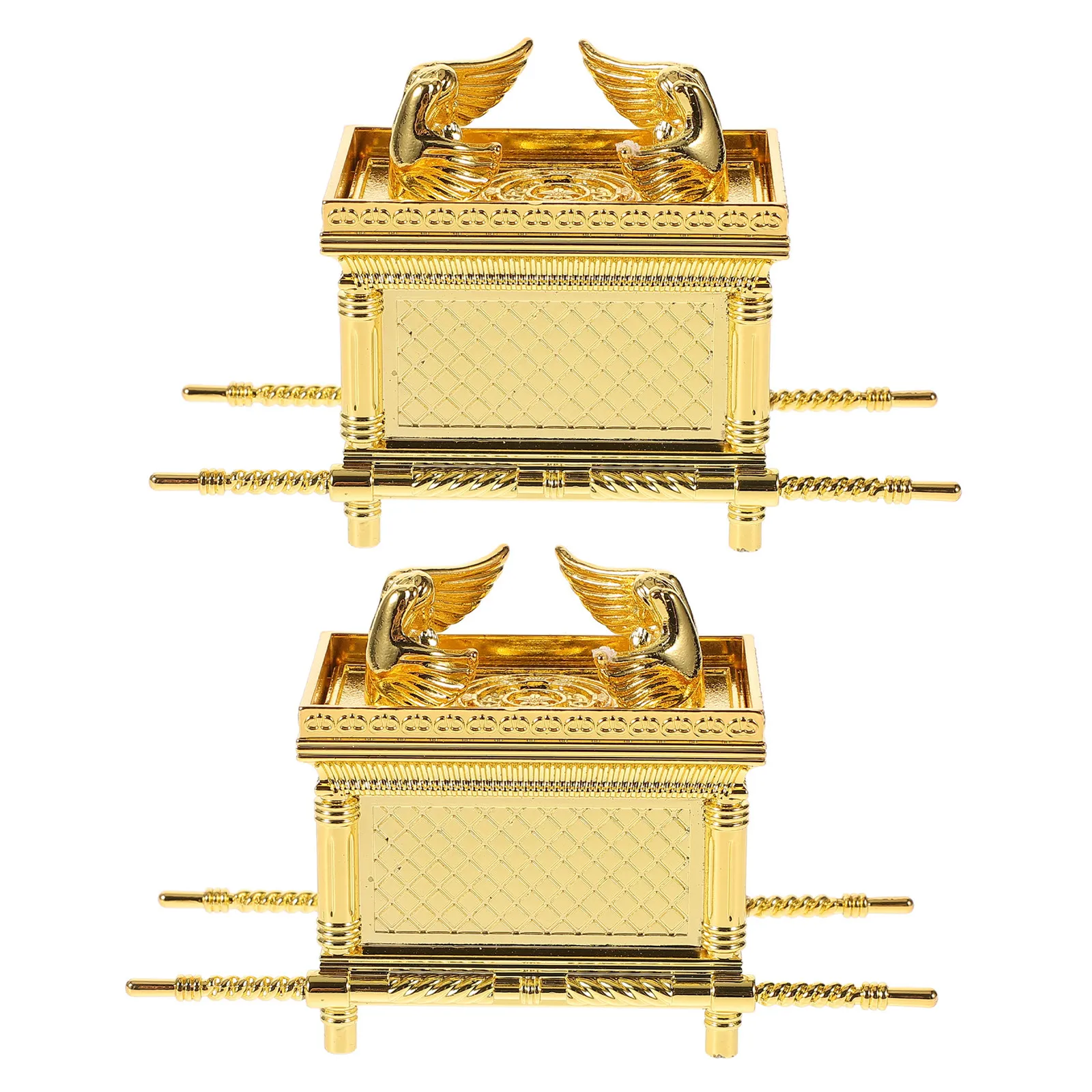 2 Piezas de Caja Decorativa Religiosa Bañada en Oro de Aleación de Zinc, Arca de la Alianza, Adorno de Fe para Iglesia, Mesa de Bautismo, Hogar, Espiritual