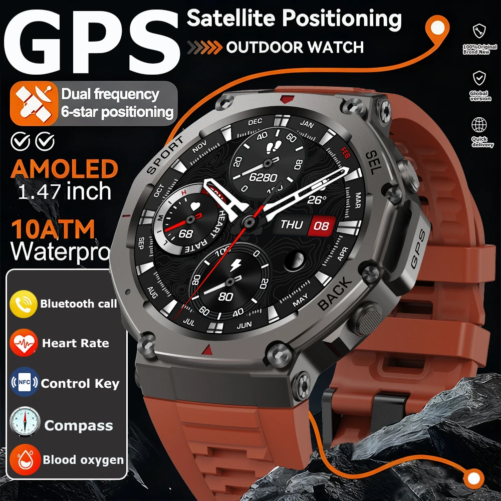 

T-Rex 3 Ultra GPS Smart Watch 10 ATM Waterproof Built-in Dual-band GNSS Compass Military Sport Smartwatch Men 2025 New Men Watch