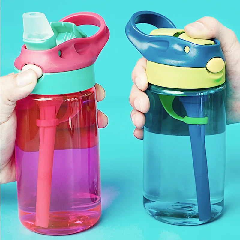 Xiaoliangzi Children's Straw Cup Anti Drop Water Cup Outdoor Kindergarten Student Cartoon Plastic Cup Personalized Handy Cup