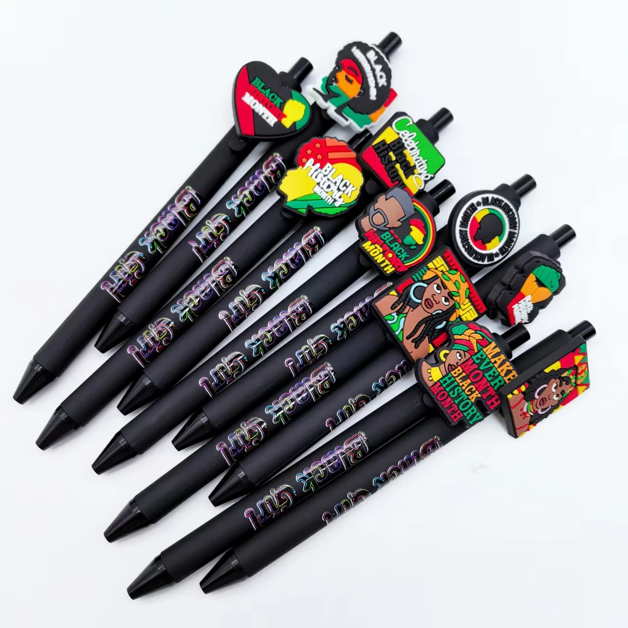 

6pcs/12pcs/15pcs/18pcs Black series Black Emancipation Day Ballpoint pens Black Theme Essential gift pens for the workplace