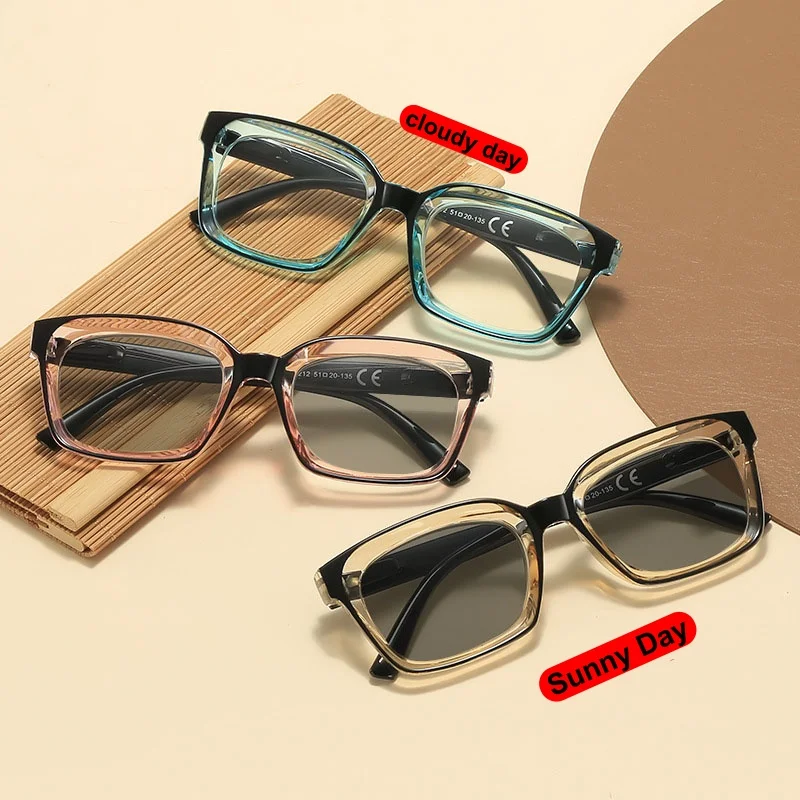 نظارات قراءة فوتوكروميك عالية الوضوح مضادة للضوء الأزرق للرجال في الهواء الطلق مضادة للأشعة فوق البنفسجية لحماية العين من 0 إلى +4.0