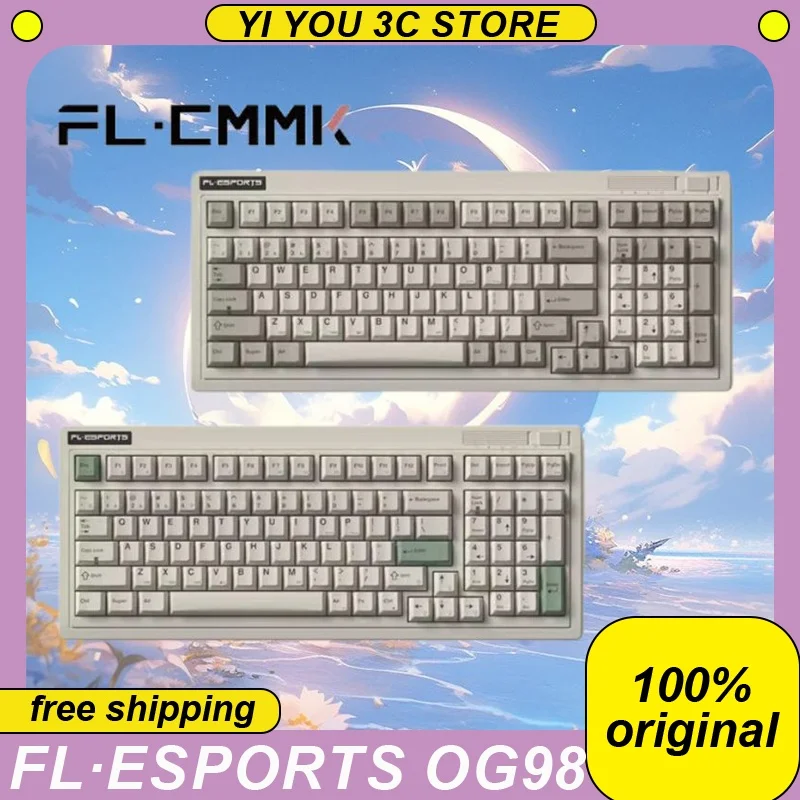 FL·ESPORTS OG98 Mechanical Keyboard Three-Mode Wireless Gaming Keyboards Hot Swap RGB Bluetooth Ergonomics PC Accessory Gift