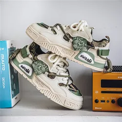 Rope Decoration 2024 Men's Fashion Sneakers Comfortable Platform Breathable Shoes Outdoor Casual Street Trend Skateboard Shoes