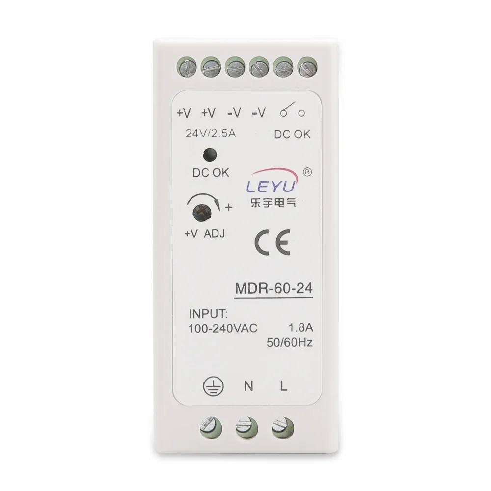 For MDR-60-24 60W 5v 12v 24V 2.5A Din Rail Switching Power Supply SMPS with Industrial Light Emitting Diode Indicator