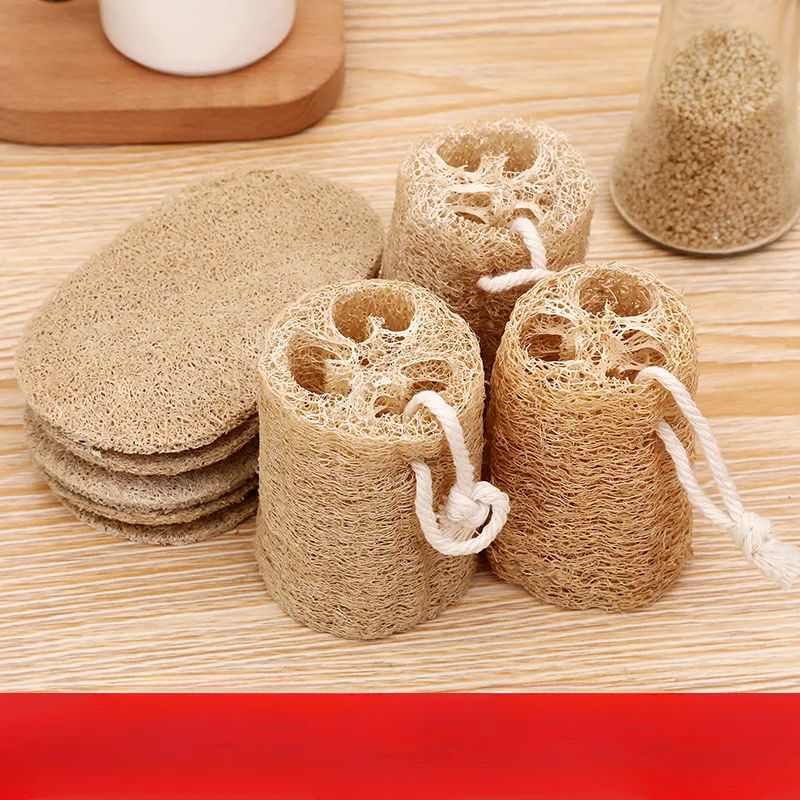 3Pcs Natural Loofah Luffa Loofa Bath Body Shower Sponge Kitchen Cleaing Scrubber Scrub Pad