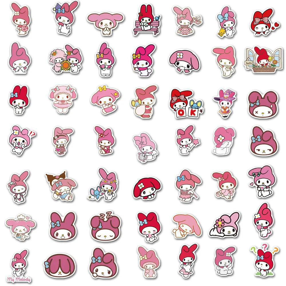 10/30/50/100pcs Kawaii Anime Sanrio My Melody Decoration Stickers Waterproof DIY Suitcase Water Bottle Aesthetic Cartoon Sticker