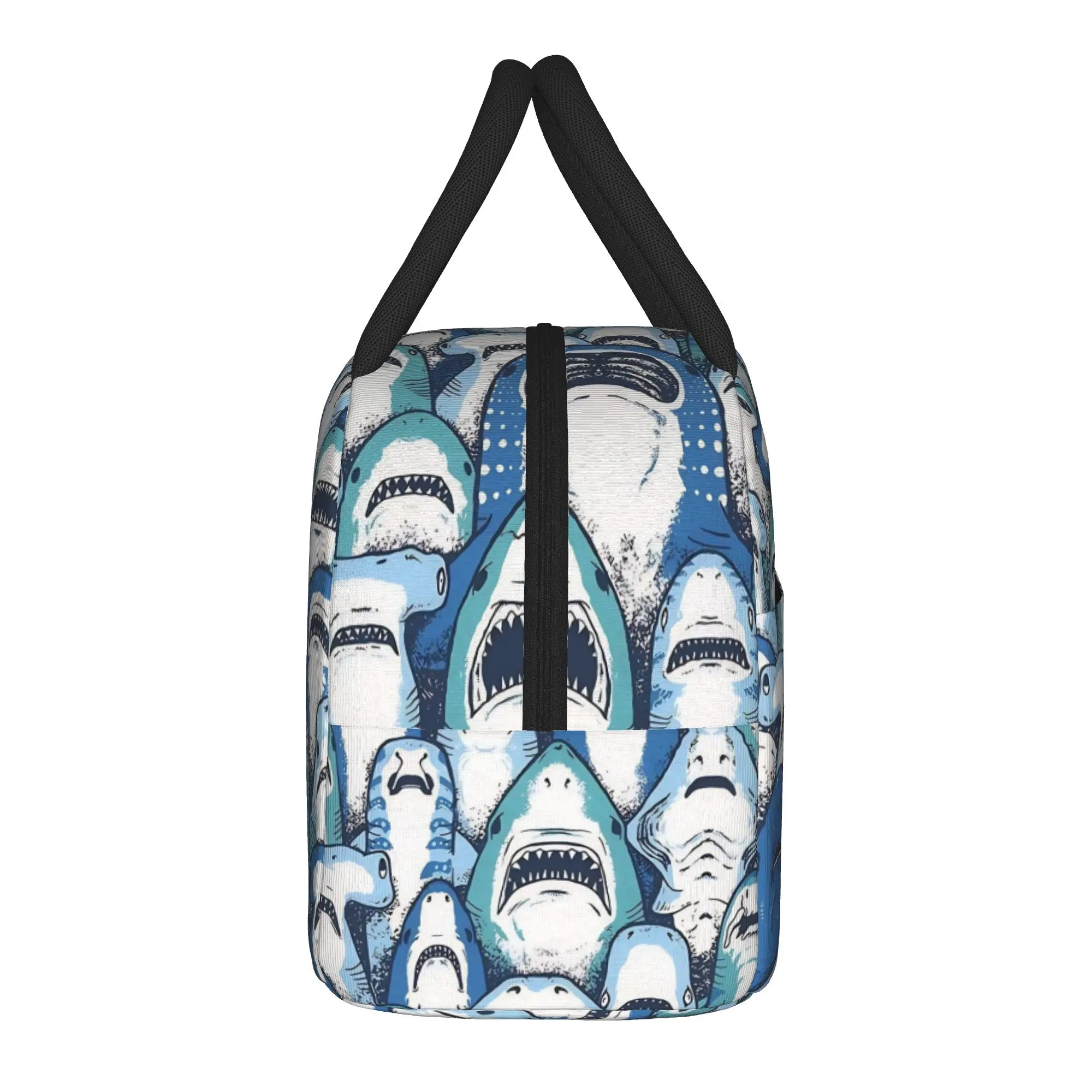 Cartoon Shark Face Insulated Lunch Bags Large  Meal Container Cooler Bag Lunch Box Tote College  Outdoor Girl Boy