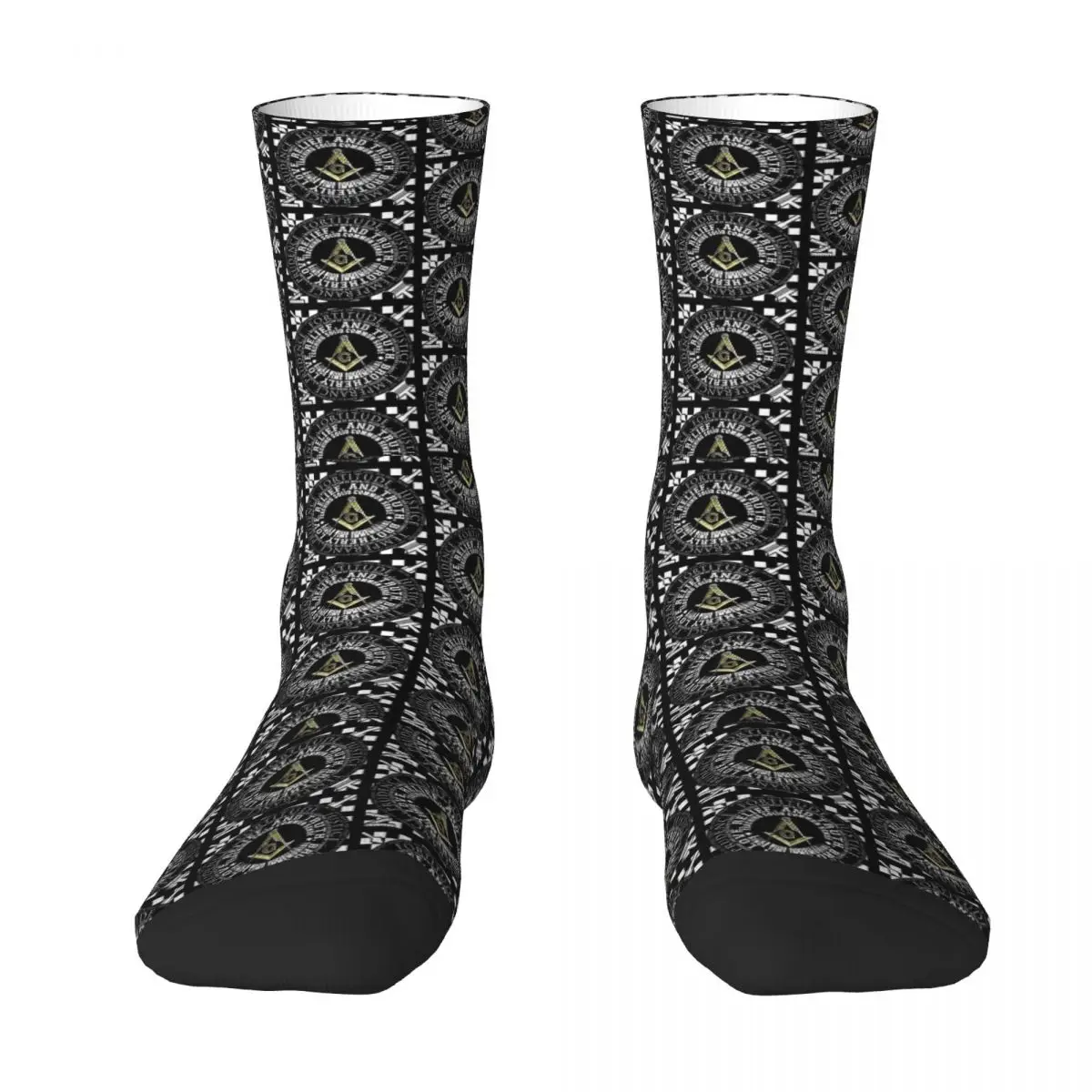 Masonic Mason Freemason Pattern Dress Socks Mens Womens Warm Funny Novelty Crew Socks