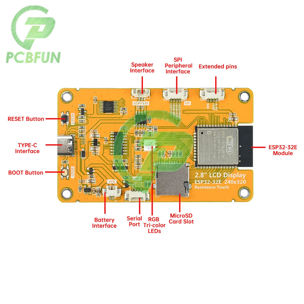 2.8-inch ESP32 Development Board with Color Screen WiFi BT Module ST7789 Driver 240x320 Resolution Touch Screen for IoT Projects